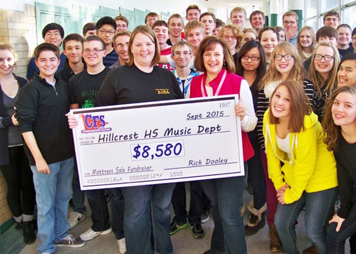 CFS Hillcrest Highschool Music Department's Check for $8580